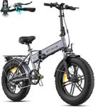 ENGWE EP-2 BOOST Folding Electric Bike,20‘×4.0’ Fat Tire 7-Speed Electric Bicycle 48V 13Ah Removable Battery, 50-120 km Range E-bike for Every Terrain & MTB & Beach & Snow (Grey)