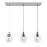 OYIPRO 3-Light Modern Crystal Pendant Lights for Kitchen Island, Adjustable Chrome Glass Hanging Lamp, Contemporary Pendant Lighting for Dining Room Restaurants and Shops