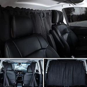 MEEWOO Car Divider Privacy Curtain, Blackout Suede Sun Shade Cover Front & Rear Seat Partition Space Divider Auto Van Truck Interior Accessories for Family Travel Camping Baby Sleeping (Black, Large)