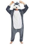 LATH.PIN Wolf Onesie Pajamas for Women Men Unisex Animal Cosplay Halloween Onesies Costumes Adult Lounge Wear Sleepsuit