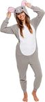 Silver Lilly Slim Fit Animal Pajamas - Adult One Piece Cosplay Mouse Costume (Grey, Large)