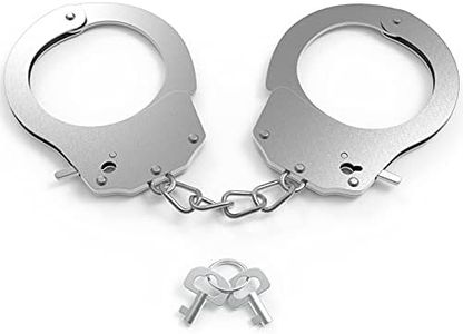 Bdwing Esposas de Metal con 2 Llave, Esposas Policia Profesionales del Juguete Falso Accesorios de Disfraz Juegos de Roles (Blanco Plateado)