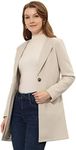 Allegra K Women's Mid-Length Collarless Minimalist Business Coat Beige White S