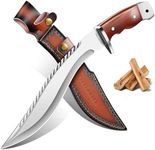 Freelander Kukri Machete for Cutting Trees Heavy Duty – Full Tang Brown Machete Knife with Leather Sheath, Survival Machetes for Yard Work, Gardening, Camping, Gifts for Men