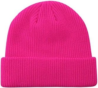 MaxNova Slouchy Beanie Hats Winter Knitted Caps Soft Warm Ski Hat Unisex, Neon Hot Pink, One size