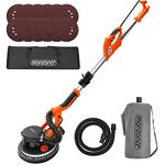 MONZANA® 750W Drywall Plaster Sander | Max Speed 1750 RPM | Self-Cleaning Function with Suction Bag | Includes 12x 225mm Diameter Hook & Loop Sanding Discs | LED Light