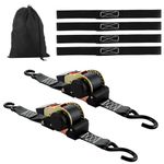YOUNTHYE 2 Pack Retractable Ratchet Straps, 5cm x 4.5m Ratchet Tie Down Straps Heavy Duty with S Hooks and Padded Handles, 1500kg Break Strength for Motorcycle, Trailer, Cargo, Van