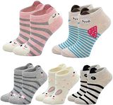 Artfasion Girls Ankle Animal Socks: Cute Crew Cotton Socks Soft Funny Childs Breathable Cartoon Sock for 5-7 Years Kids Students Daughter Granddaughter Birthday Exploring Walking Adventure Games Gifts