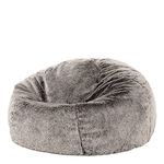 icon Kenai Faux Fur Bean Bag Chair, Arctic Wolf Grey, Luxury Fluffy Bean Bags Adult, Large Bean Bags with Filling Included, Living Room Bean Bags