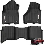 YITAMOTOR Floor Mats Fit for 2019-2024 Ram 2500/3500 Crew Cab, TPE All Weather Dodeg Ram 2500 Floor Mats Include 1st & 2nd Row, Black