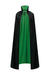 Regenboog 35inch Kids Stand Collar Reversible Cape,Black and Green Cloak,Halloween Christmas Costume,Masquerade,Vampires