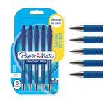 Paper Mate Flexgrip Ultra Retractable Ballpoint Pens | Medium Point (1.0mm) | Blue | 5 Count