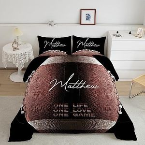 Custom One Life One Love One Game Football Comforter Set for Boys, Football Bedding Twin Full Queen King Size, Football Quilt Football Fans Down Comforters Sports Bedding Sets Football Home Decor