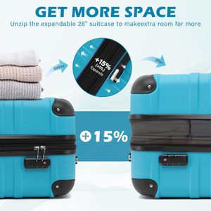 COOLIFE Hard Shell Suitcase, Turquoise, Large