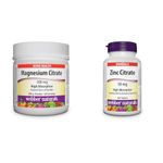 Webber Naturals Magnesium Citrate Powder & Zinc Citrate 50 mg, 180 Tablets, For Healthy Skin and Immune Support, Vegan