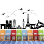 StickMe 'Travel Around The World - World Wonders - Trip - Tour - Journey - Airplane - Wall Sticker ' -SM073 (Multi Colour, Vinyl - 100cm X 50 cm)