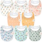 8-Pack Organic Baby Bibs for Boys, Girls - Soft Cotton Drooling and Teething Baby Bibs, Baby Girl Bibs, Baby Boy Bibs, Baby Drool Bibs for Baby Girl, Boy, Newborn Infant Bibs (Beach Day)