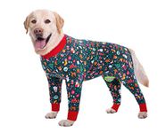 BT Bear Large Dog Clothes, Elastic Pet Onesie Clothes Protect Joints Anti-hair Anti Licking, Wound Protection Pet Pajamas PJS Dog Jumpsuit For Medium Large Dogs(XXL,Green Christmas)