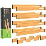 ANTOWIN Bamboo Drawer Dividers Organizers 16pcs, Expandable Drawer Separators Splitter, 17-22 inches Long Adjustable Spring-loaded Organizer for Large Utensil, Clothes, Tools Drawers (8+8)