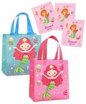 Le Delite Mermaid Theme Party Favor Gift Bags 10 Pieces With Name Tag For Return Gifts For Kids |Doll Printed Gift Bags Princess Goodies Handbag For Gifting|Weddings|Birthday|Holiday Presents,Multi