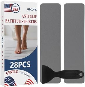 Gecork 28 PCS Shower Floor Non Slip Stickers with Strong Adhesive, Invisible & Durable Anti Slip Shower Stickers with Scraper for Bath Tub, Pools and Stairs(Grey,Wide Rectangle)