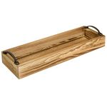 MyGift 16 Inch Rustic Burnt Wood Rectangular Serving Tray with Handles