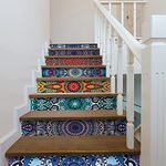 funlife 14 Strips Stair Riser Stickers Peel and Stick, Self Adhesive Vinyl Stair Risers Staircase Murals Decals Sticker Decor for Steps, 39.37"x7.09", Mandala Style