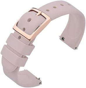 ANNEFIT Bracelet de Remplacement Bande en Silicone Souple Sport avec Boucle en Or Rose, Bracelets Montre à Libération Rapide 20mm (Rose Clair)