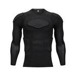 TUOY Classic Padded Shirt - Long Sleeve Padded Protective Chest Rib Protector Shirt for Baseball Football (Black)