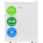Abode Quiet Mini Cooler 25L Thermoelectric for Drinks with Adjustable Thermostat, Portable in White, Compact For Bedroom, Home, Caravan with Reversible Door A25THBC102W