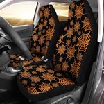 Bulopur Orange Spider Web Car Seat Covers Front Seats Only Auto Protector Bucket Seat Cover Universal Fit Most Cars (Halloween Theme)