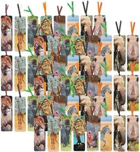 Fun Express Laminated Safari Animal Bookmarks | 48 Count | Great for School/Classroom Book Club Tokens Birthday Party Prizes & Favors