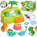 Paint-Wash-Recolor Dinosaur Painting Craft Kit for Kids Paint You Own Dinosaur with Bathtub, Washable Marker Pens, Dinosaur Figures Dino Pet Game Dinosaur Toy Gift for Kids Boys Girls 3 4 5 6 7 Years