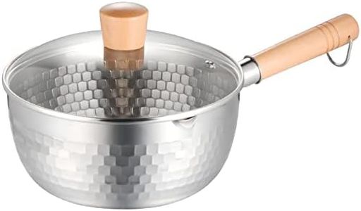 Tongke Stainless Steel Yukihira Saucepan, 3 Quart Snow Pan with Glass Lid for Hot Milk, Noodles, Soups (22CM / 8.6")