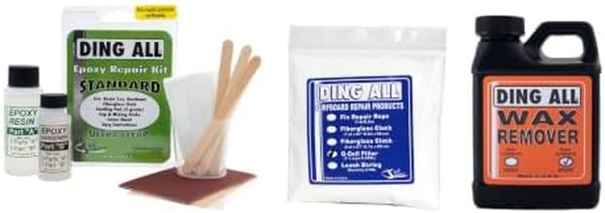 Ding All Standard Epoxy Kit 3 oz, Q-Cell & Wax Remover 8 oz Bundle
