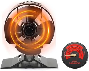 CRSURE Log Burner Fan-Small Size Upgrade 4 Blades Wood Stove Fan Heat Powered Fan for Wood Burner/Fireplace Fan Silent Operation Eco Friendly&Increased Efficient with Stove Thermometer