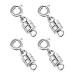 4 Pack Magnetic Necklace Clasps and Closures Magnetic Jewelry Clasps Connector Locking Magnetic Jewelry Clasp Converters for Jewelry Bracelet Necklace Making (2CM Silver)