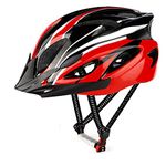 RaMokey Cycle Helmet, Lightweight Bicycle Helmet, Adjustable Mountain & Road Bike Helmets for Adults, 18 Vents with Adjustable Strap & Detachable Visor for Mens Womens (Sizes 58-62cm) (Red)