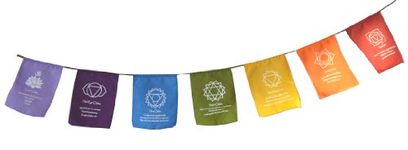 Rainbow Multi Colour Chakra Symbol & Mantra Affirmation Prayer Flags/Bunting Fair Trade