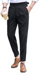 Floerns Men's Classic Fit Flat Front Dress Pants Office Business Trousers Black L