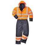 Portwest S485 Waterproof Warm Hi-Vis Contrast Winter Coverall Orange/Navy, Medium