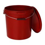 BenBow Bucket with Lid, 30l, Red, 1 x 30 Litres, Food-Safe, Stable, Airtight, Leak-Proof, Odourless - Plastic Storage Container with Metal Handle - Empty