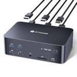 AV Access iDock D23 8K KVM Switch Docking Station for 2 Computers PCs & 3 Monitors, DisplayPort 2.0, 1G Ethernet, USB 3.0, HDCP 2.3, 4K@165/144Hz, 2K@144Hz for Gaming & Home Office