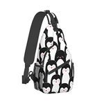 HUIOADOO Sling Backpack Travel Hiking Daypack Crossbody Shoulder Bag For Women Men Gift Crossbody Purse, Cute Penguin, One Size, Daypack Backpacks