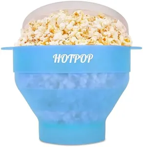The Original Hotpop Microwave Popcorn Popper, Silicone Popcorn Maker, Collapsible Bowl BPA-Free and Dishwasher Safe- 20 Colors Available (Transparent Fresh Mint)