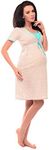 Purpless Maternity Printed and Plain Nightdress Nightgown for Pregnant and Breastfeeding Women 4044n (10 Hearts Print Mint)