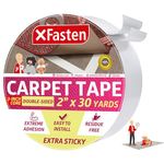 XFasten Super Strong Double Sided Carpet Tape Extra Sticky, 2-inch by 30-Yard, Heavy Duty Double Sides Area Rug to Carpet Gripper Tape, Ideal for Homes with High Foot Traffic and Large Pets