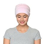 The Headscarves Women Silky Soft Bamboo Viscose Sleep Cap for Hair Loss Chemo Headwear Skull Cap Free Size (Multicolor)(HS3_Pink)