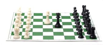 Playminds 17" Professional Vinyl Roll Up Chess Set (Fide Standards)- with Extra Queens & Carry Pouch - 25 Set