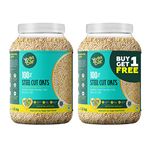 Yogabar Steel Cut Plain Oats 1.5Kg | 1+1 | Healthy Protein Breakfast Oatmeal| Premium & Gluten Free Oats | 100% Whole Grain, Non Gmo | High In Iron & Fibre | 1.5 Kg Pack Of 2 | 100%Vegan